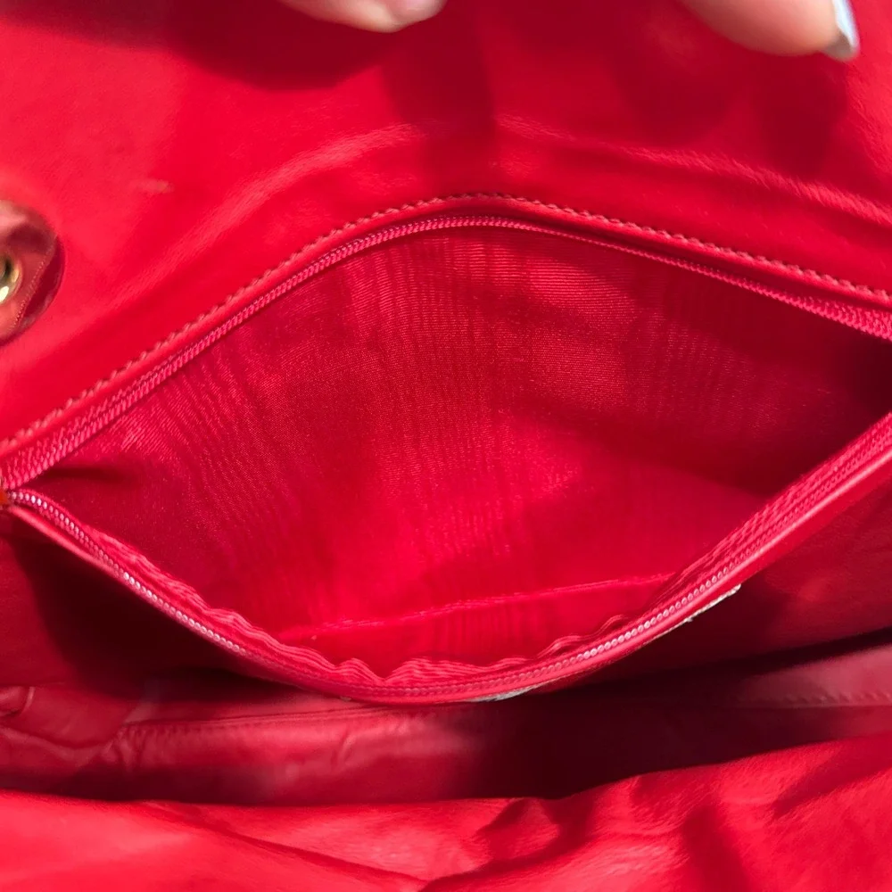 Carlos Falchi Women's Red Python Snakeskin Drawstring Shoulder Crossbody Bag